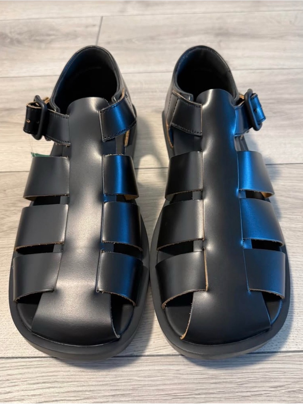 NWT Camper Don Men’s Black Leather Fisherman Sandals EU 44 US 10.5